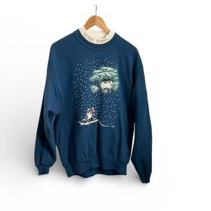 Vintage 1990's Morning Sun Winter Birds Scene Cottagecore Sweatshirt Size 1X-XXL